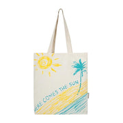 SKAPADORO Tote Bag 100% Cotton, Natural Ecofriendly Basic Canvas Bag for Travel, College, Beach, Shopping, Grocery, Vegetable Bag - Sun/Beach; Judging Plastic Bag & Origami Design