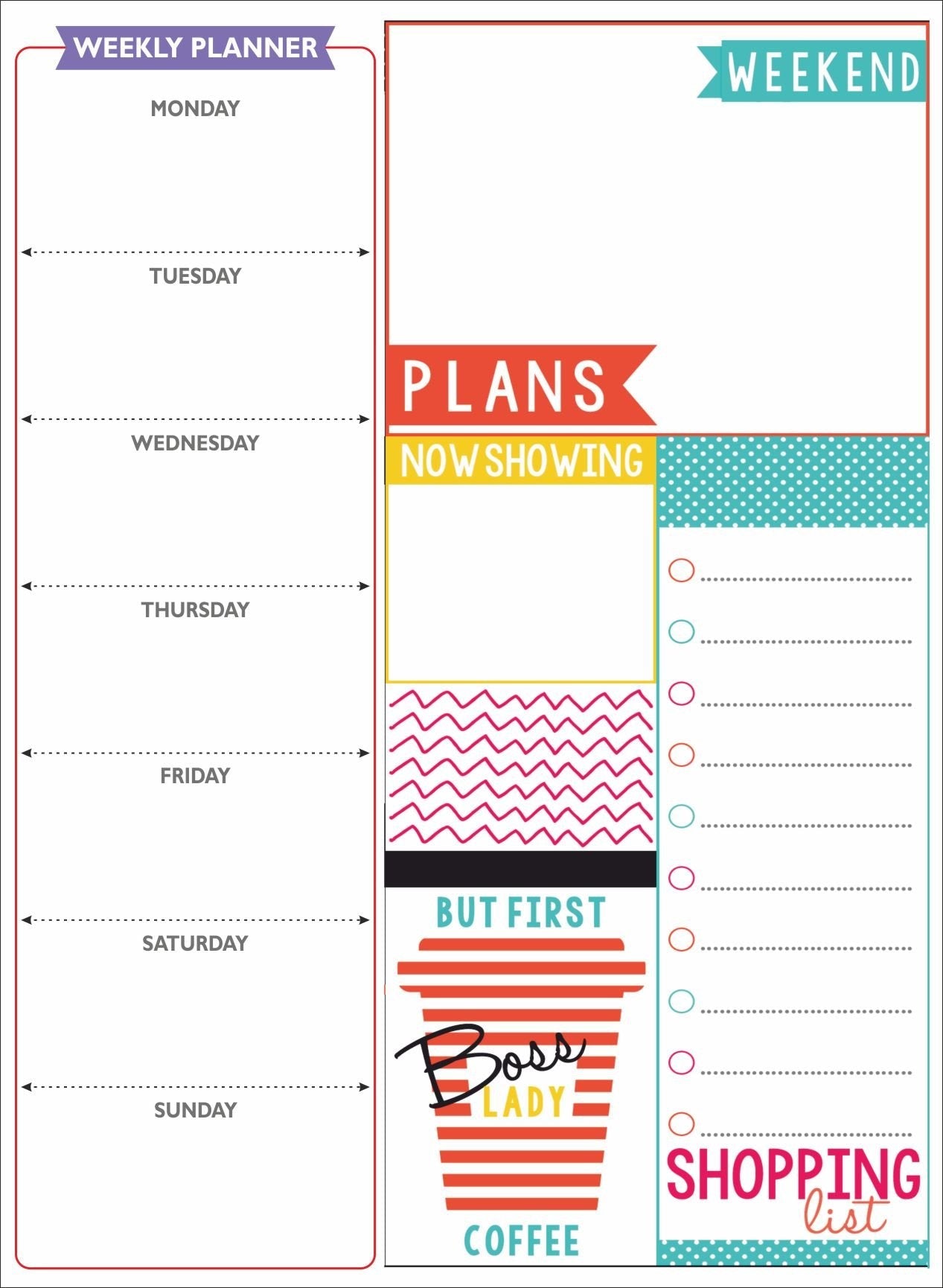 mfm toys fridge magnet write-erase A4 size notepads planners! (Boss lady planner)- Multi color