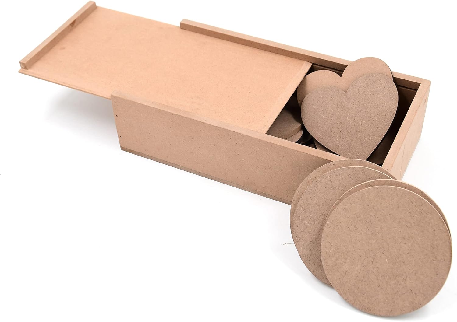 IVEI DIY MDF Tissue Box Pack with 6 Heart and 6 Round Coasters