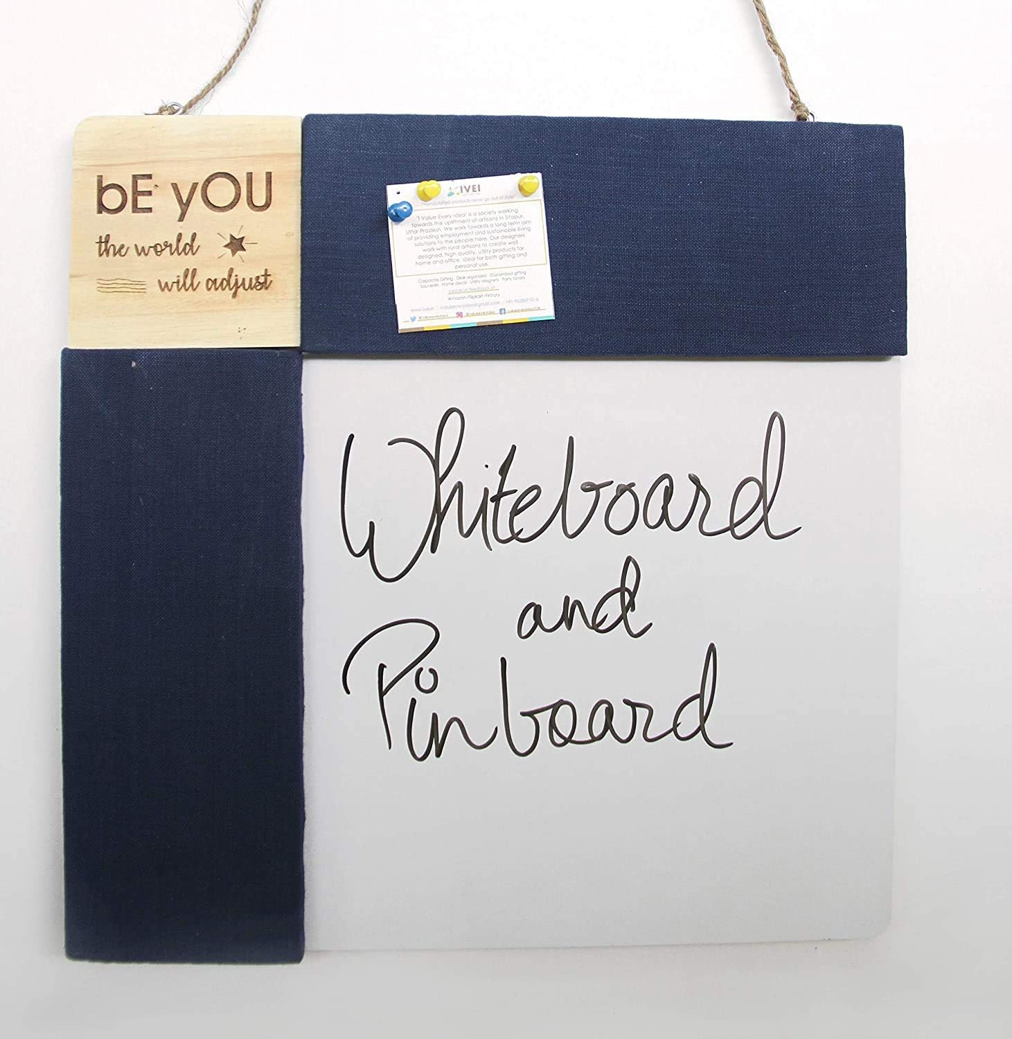 IVEI Combination Board with Pin Board & Whiteboard Best Gift for Home, Office, School | Office Wall Accessories | Utility Boards (Quote - Grey, Blue