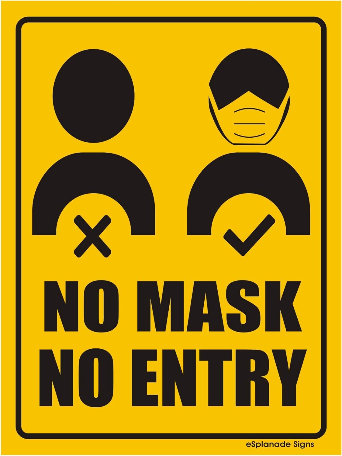 eSplanade  No Mask No Entry and Sanitize Sign Sticker Decal - Easy to Mount Weather Resistant Long Lasting Ink Size (8" x 6")