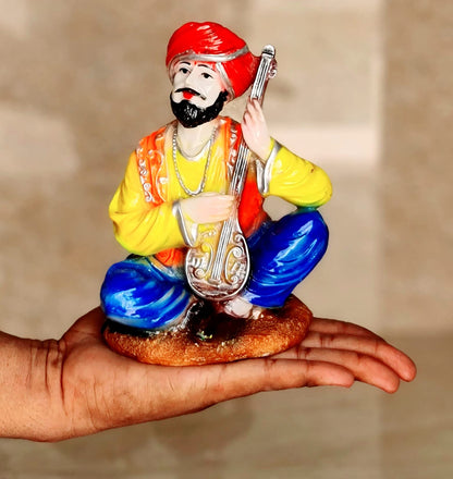 eSplanade Resin Rajasthani Punjabi Musical Folks Showpiece Figurine Sculpture (Set of 6) | Decorative Items - Home Decor | Multicolour - 6.6" Inches