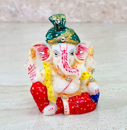 eSplanade Marble Chowki with Ganesh Ganesha Ganpati Murti Idol Statue Sculpture | Pooja Idols | Home Decor - Small Size