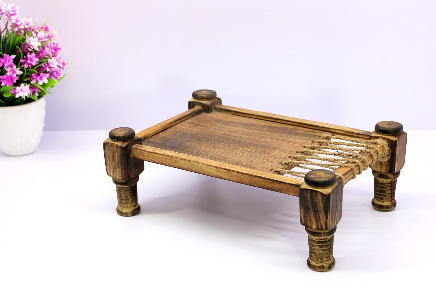 eSplanade Cot Charpai Khaat & Cart Shaped Serving Platter Tableware Serve-ware for Home and Kitchen - Brown