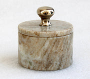 KLEO Marble Salt and Spice Holder with Lid | Small Container | Stone Salt Box/Canister for Kitchen and Dining | Saunf Holder (Beige)