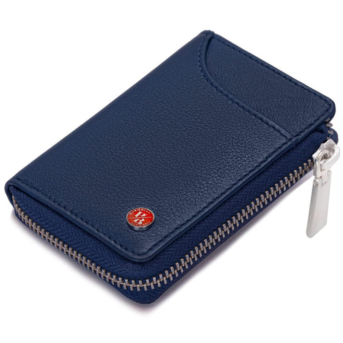 HORNBULL Steve RFID Blocking Leather Wallet for Men | Vertical Credit Debit Card Holder (Navy1)