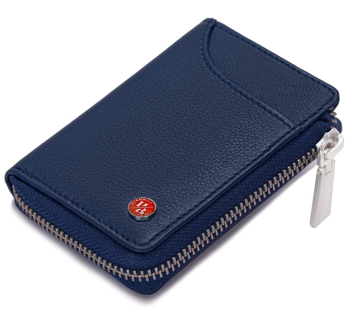 HORNBULL Steve RFID Blocking Leather Wallet for Men | Vertical Credit Debit Card Holder (Navy1)