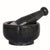 KLEO 5" Diameter Natural Stone Mortar and Pestle Set as Spice Grinder, Medicine Masher - Okhli & Musal (Black)