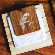 Esplanade Wooden Tissue Holder – Parrot Print Tissue Paper Holder - Smart Napkin Holder - Antique Handcrafted Decorative Wooden Holder - Tissue Holder for Table Office and Home