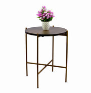 eSplanade Round Corner Table Stand Coffee Table for Living Room - Wood - 21" Inches Height - Brown