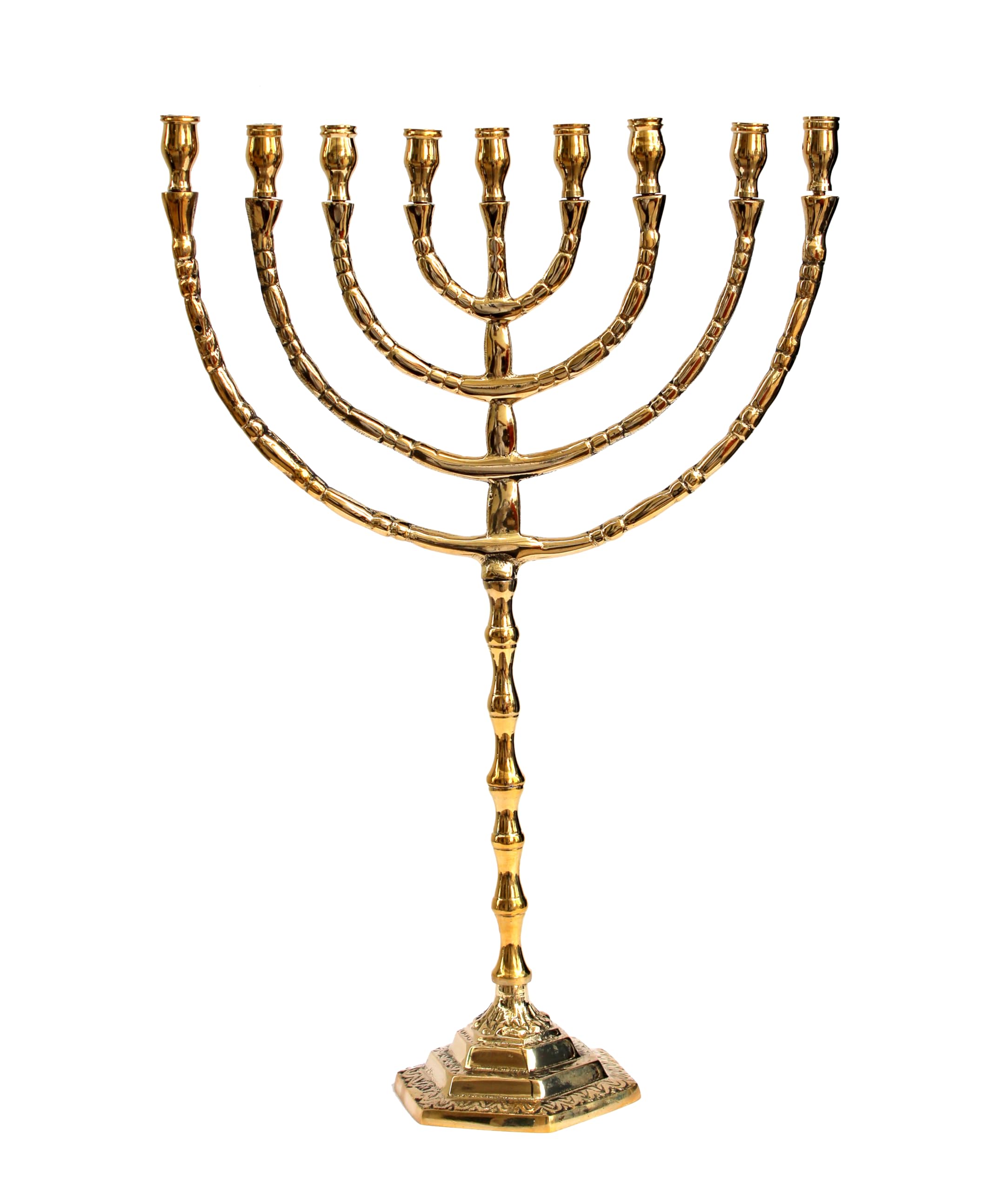 eSplanade Pure Brass Menorah 9 Branched Candle Holder | Table Centerpiece & Jewish 7 Branch Candlestick Candle Holder for Home Decor, Wedding, Church, Diwali Decoration and Gifting