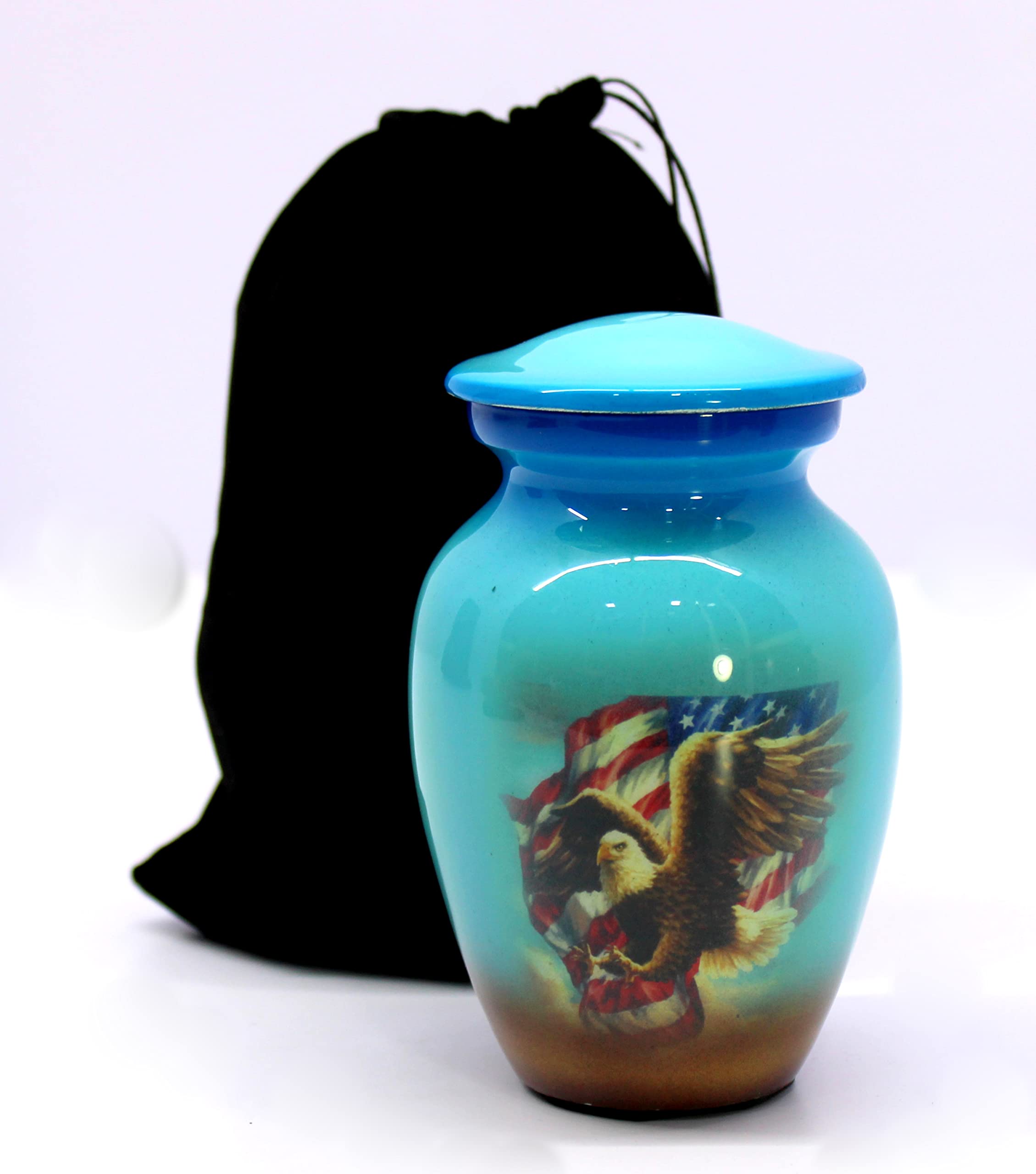 eSplanade Mini Cremation Urn Memorial Jar Pot Container | Small Metal Urn for Funeral Ashes Burial | Wolves with Moon Printed Metal Keepsake | Black - 4.5" Inches