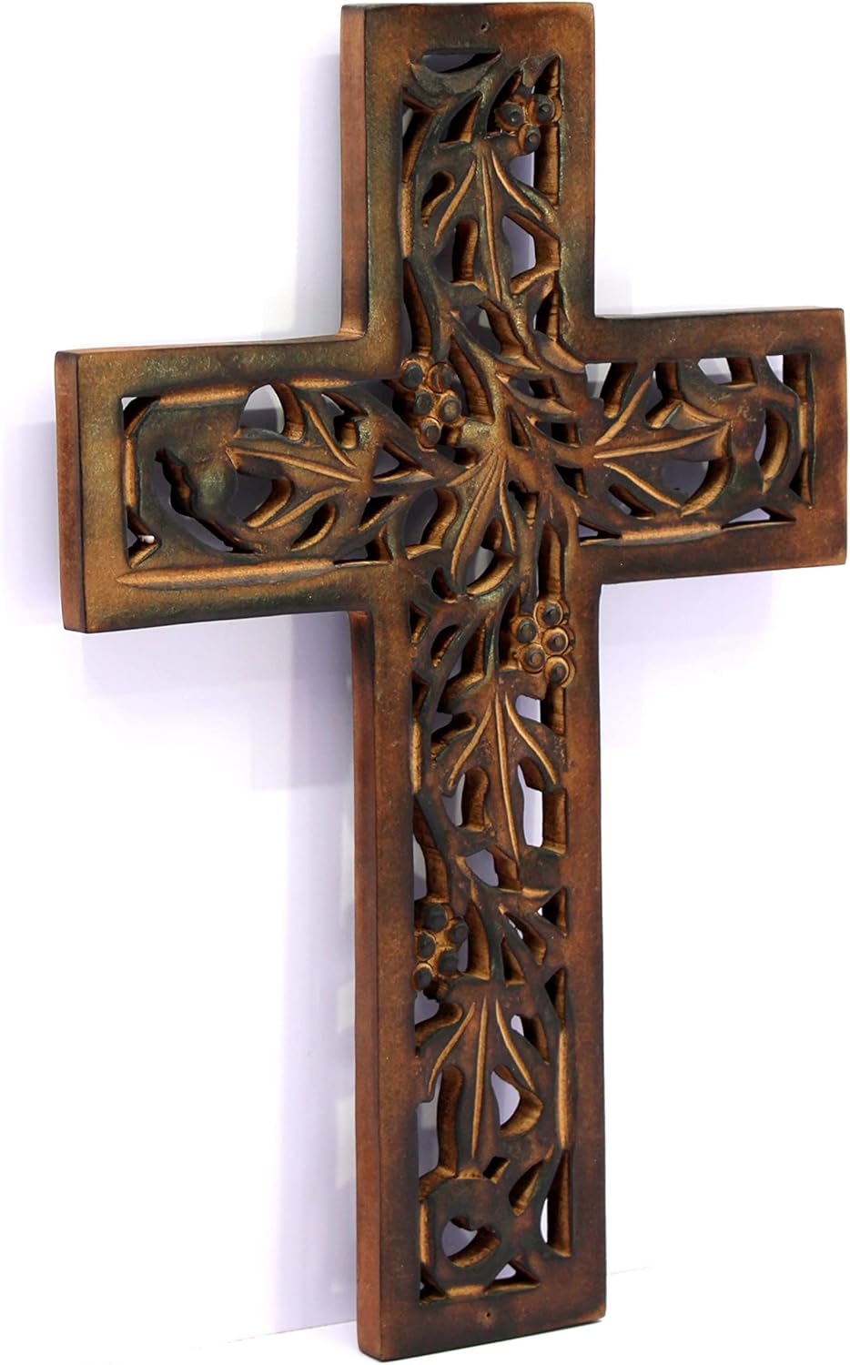 eSplanade Jesus Christ Cross Catholic Wooden Crucifix for Wall, Church Chapel | Home Decor | Wood - 12.25" Inches - Brown