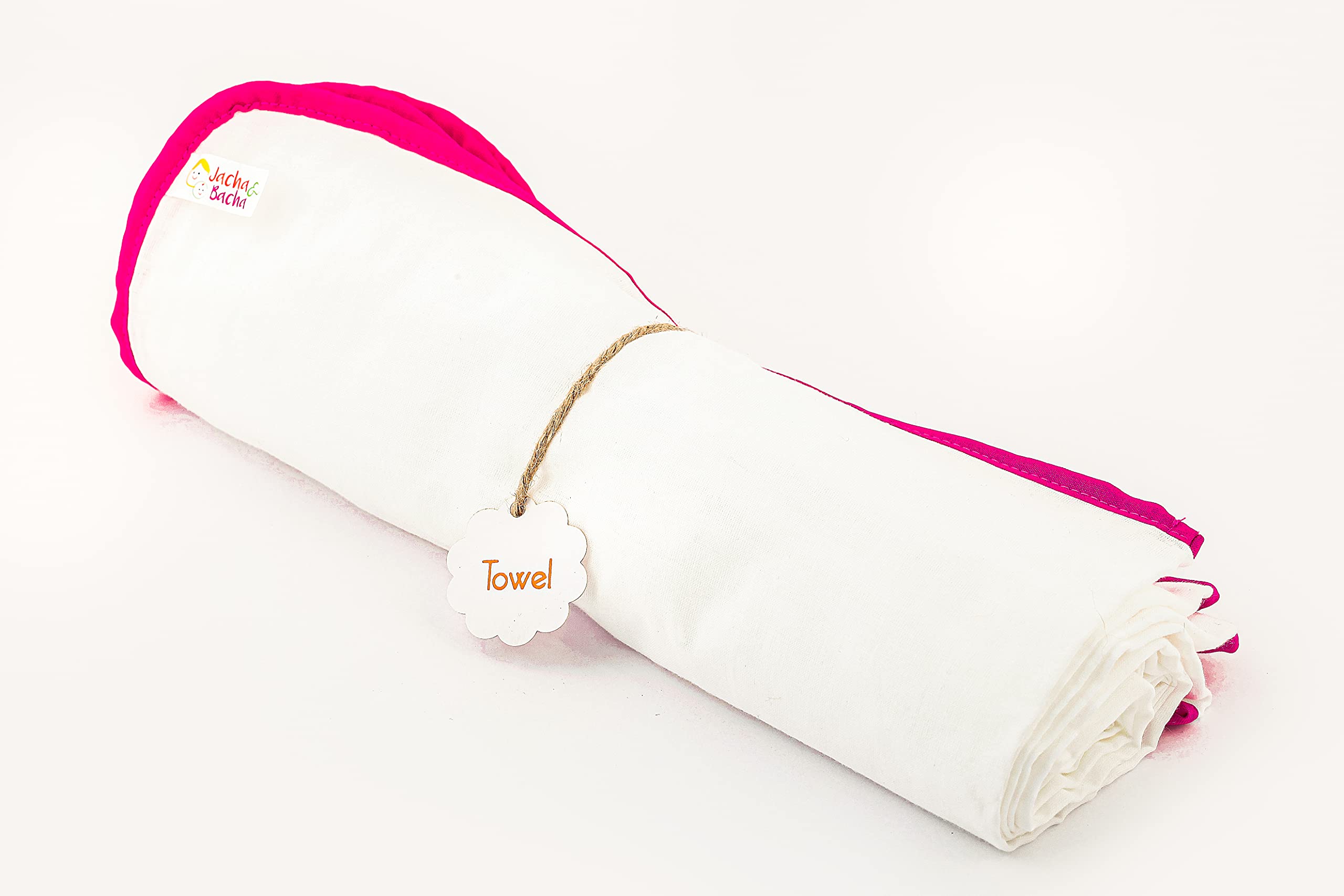 Jacha & Bacha Pure Soft Cotton Dhoti Towels for Babies/Kids Set of 2 Towels-Yellow (Blue) | Light Weight Towels for Kids | Travel Friendly Bath Towels for Children