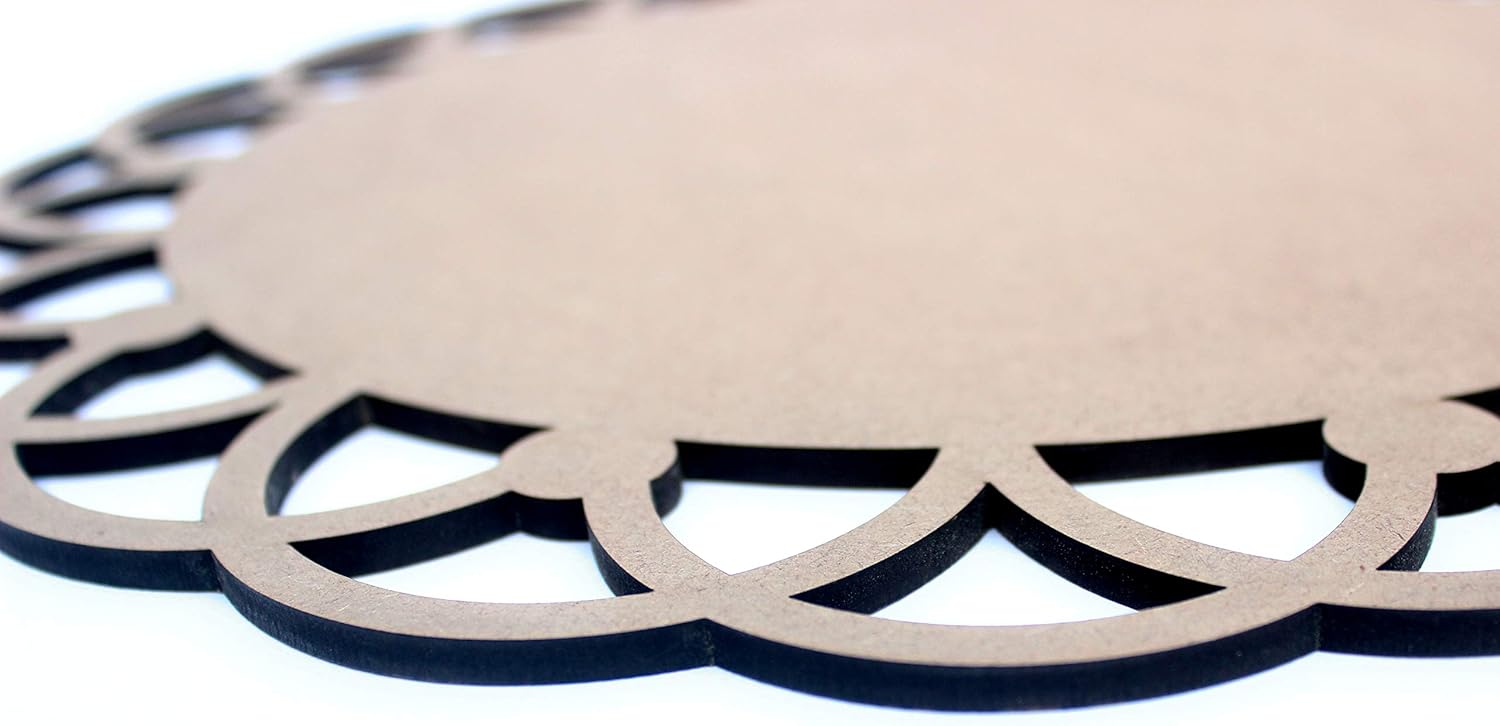 IVEI DIY MDF Ornate Round Placemat - Set 0f 2-Cutwork Painting Wooden Sheet Craft - for Decoupage MDF Plains, Resin Artwork & Decoration