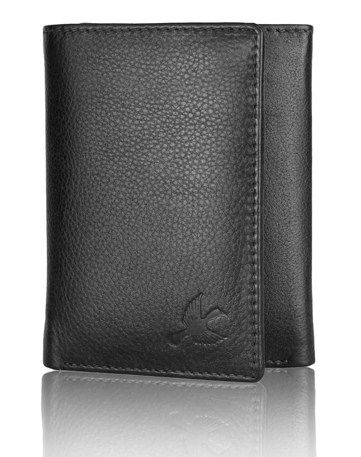 HORNBULL Men's Genuine Leather Leather Black Tri Fold RFID Blocking Wallet
