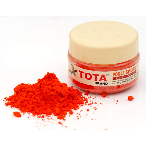 Tota Sindoor for Pooja, Tilak, Hanumanji and Ganesh ji Puja | 100% Lead Free | Pack of 4 (20gm x 4) | Colour - Orange