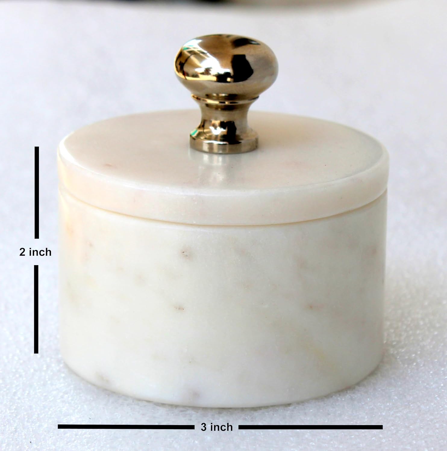 KLEO Marble Salt and Spice Holder with Lid | Small Container (2x3in) | Stone Salt Box/Canister for Kitchen and Dining | Saunf Holder (white)