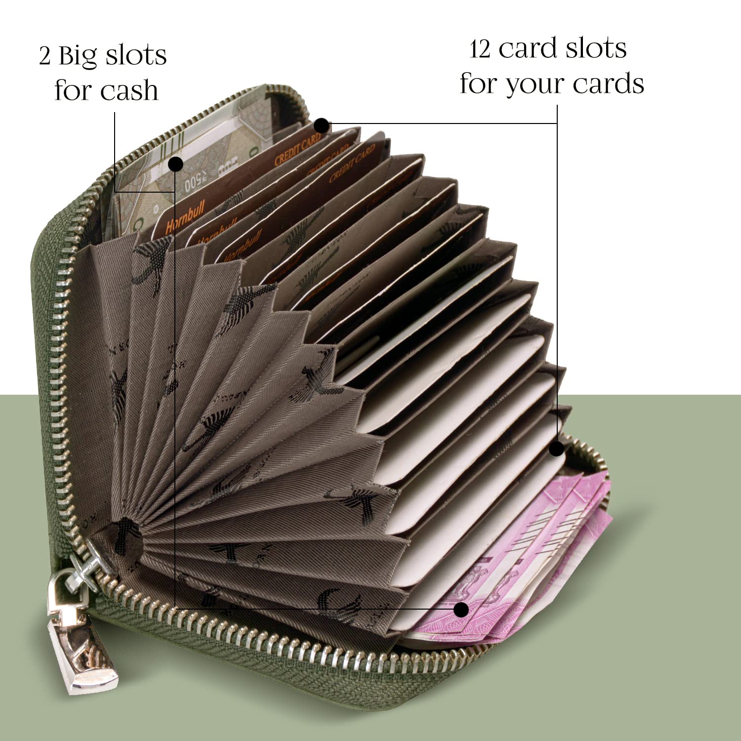 HORNBULL Dixon Green RFID Blocking Leather Wallet for Men | Vertical Credit Debit Card Holder