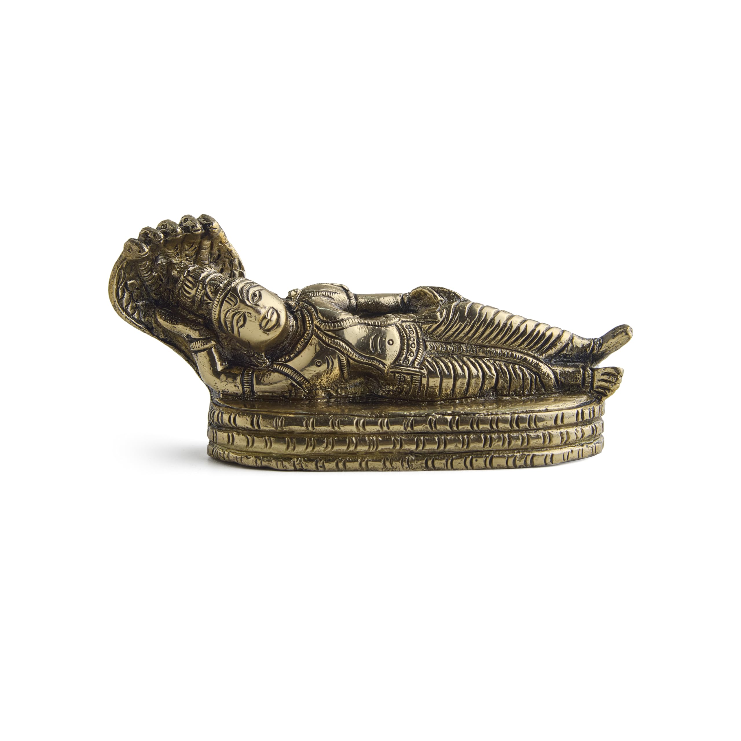 ESPLANADE Brass Vishnu Murti Resting on Sheshnag, Padmanabhaswamy Narayan God Idol, Handmade Heavy Brass Statue, Pooja Mandir Idol, Gift for Home Décor