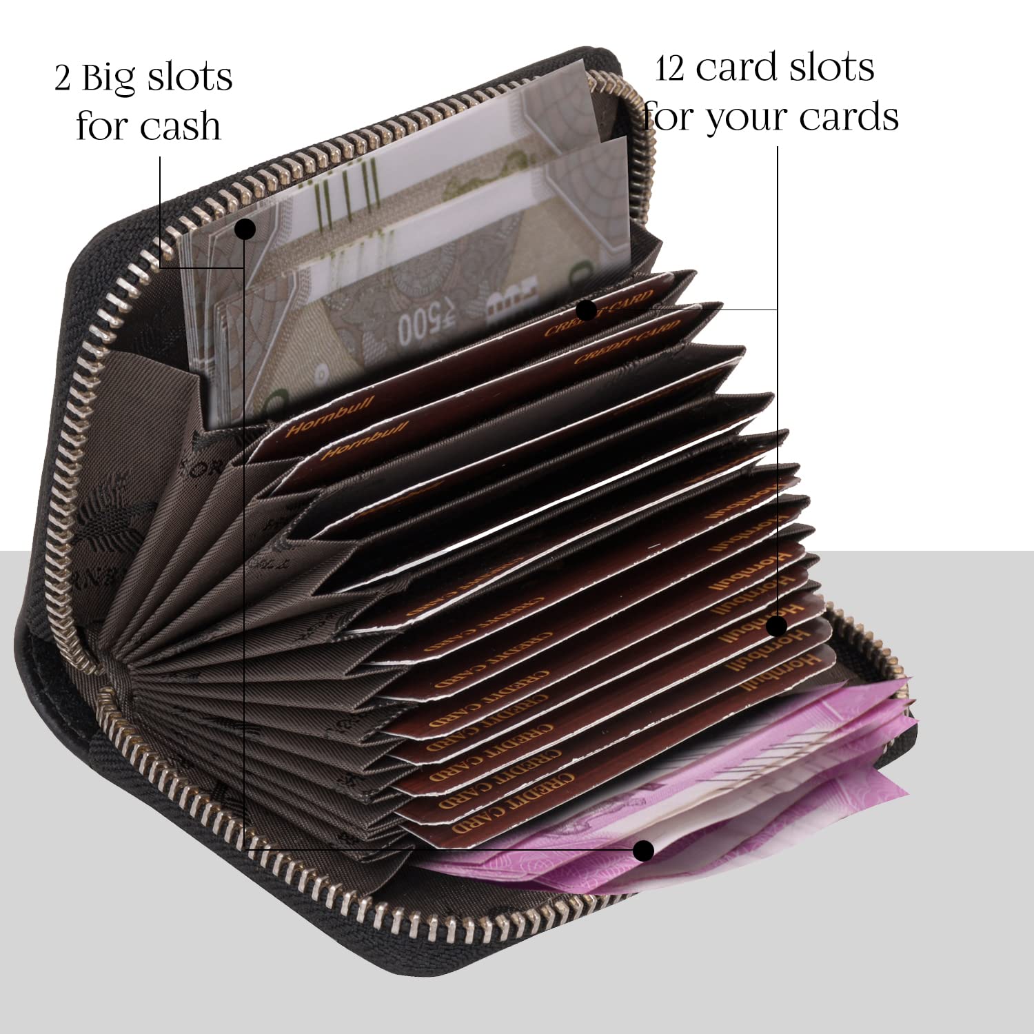 HORNBULL Dixon Black RFID Blocking Leather Wallet for Men | Vertical Credit Debit Card Holder