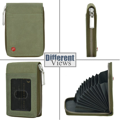 HORNBULL Steve Green RFID Blocking Leather Wallet for Men | Vertical Credit Debit Card Holder