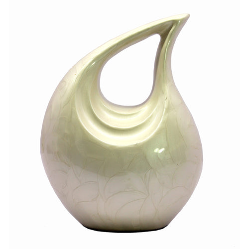 eSplanade Metal Cremation Urn Memorial Jar Pot Container | Full Size Urn for Ashes Funeral Burial | Teardrop Urns | Grey & white- 10