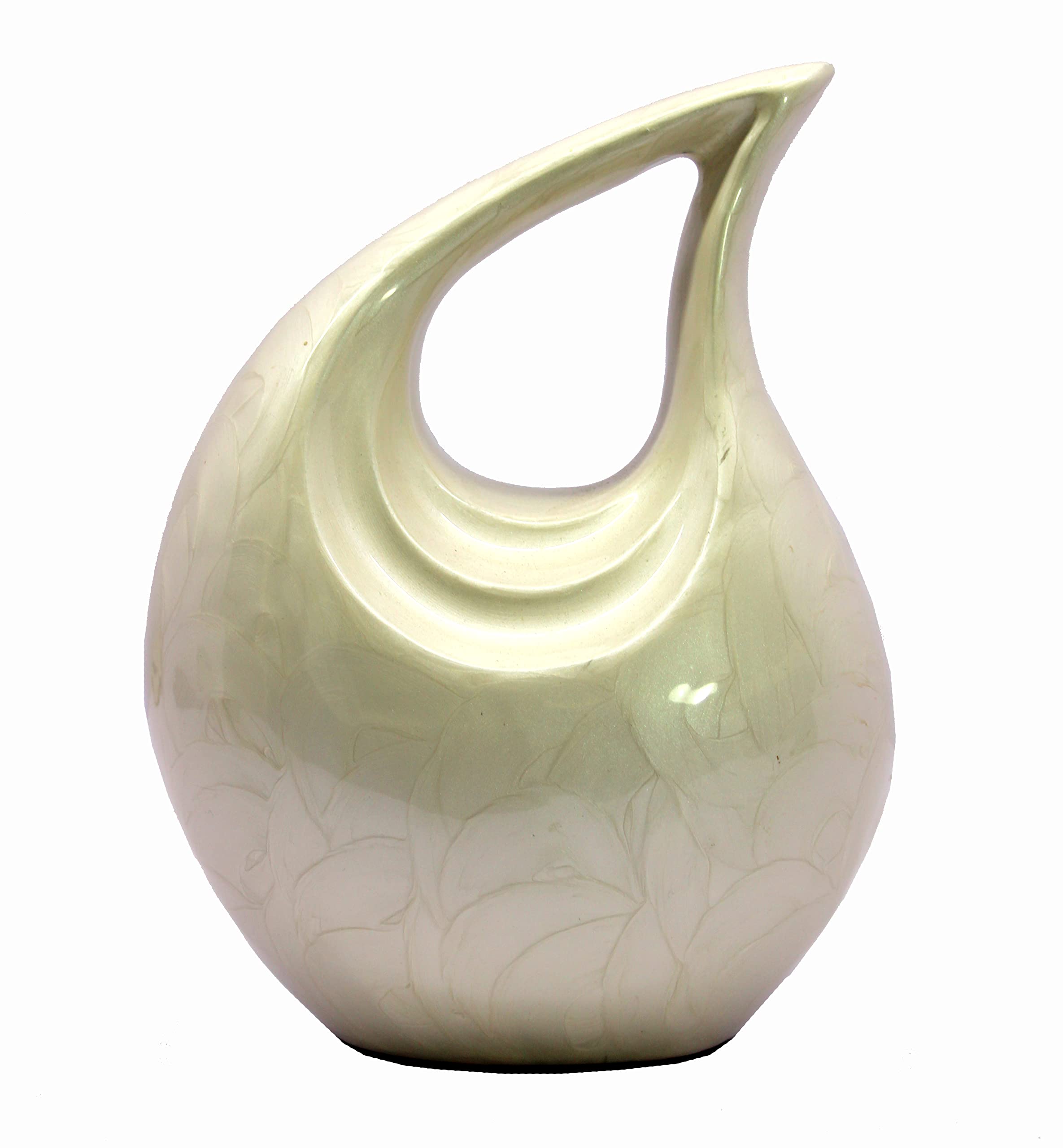 eSplanade Metal Cremation Urn Memorial Jar Pot Container | Full Size Urn for Ashes Funeral Burial | Teardrop Urns | Grey & white- 10" Inches