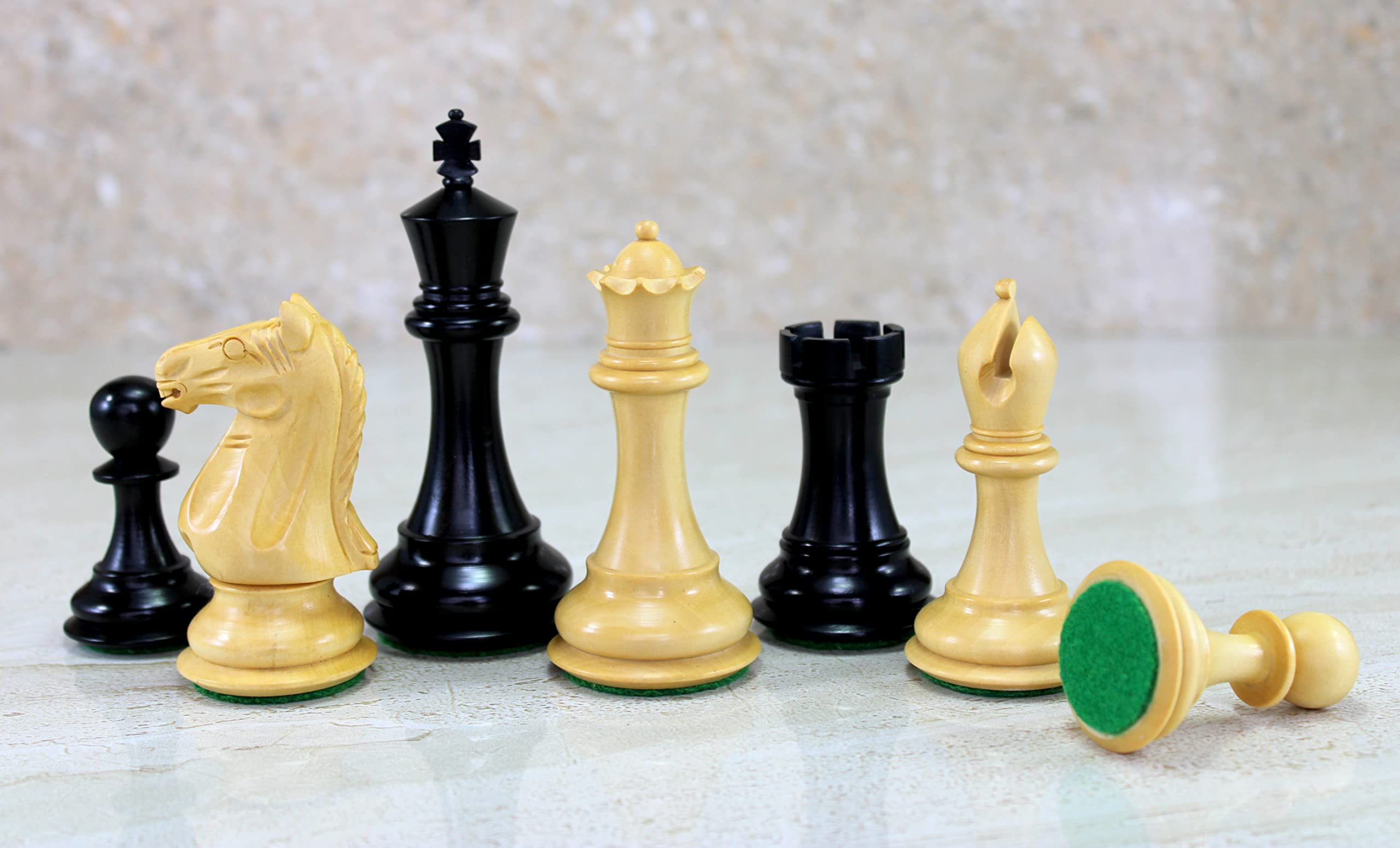 StonKraft Staunton Style Wooden Chess Pieces Chessmen Chess Coins (4" King with Extra queens)