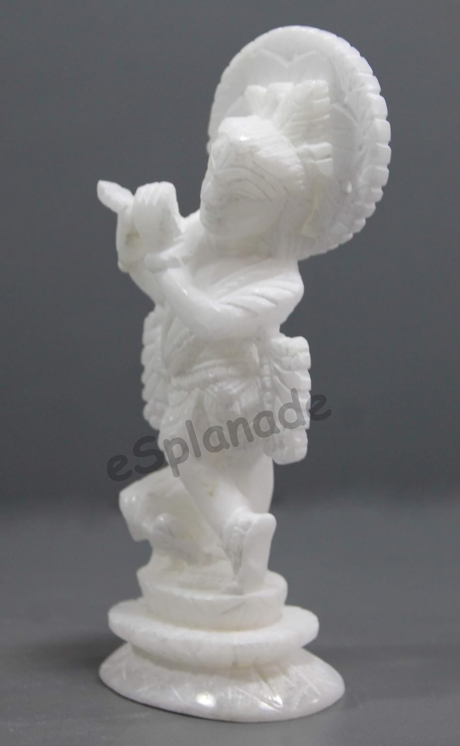 ESPLANADE - White Marble Makhan Chor Laddoo Gopal Baby Krishna Kishan Thakurji Murti Idol Statue Sculpture (5.5" Marble)