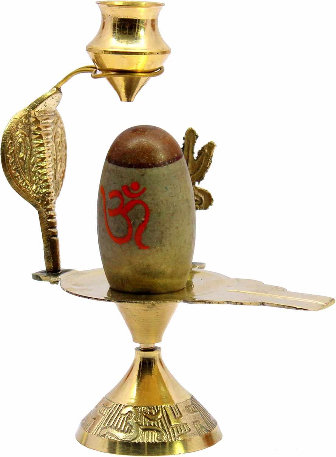 eSplanade Narmadeshwar Shiva Lingam Shiv Ling with Brass Water Pitcher and Trishul - 5.25" Inches