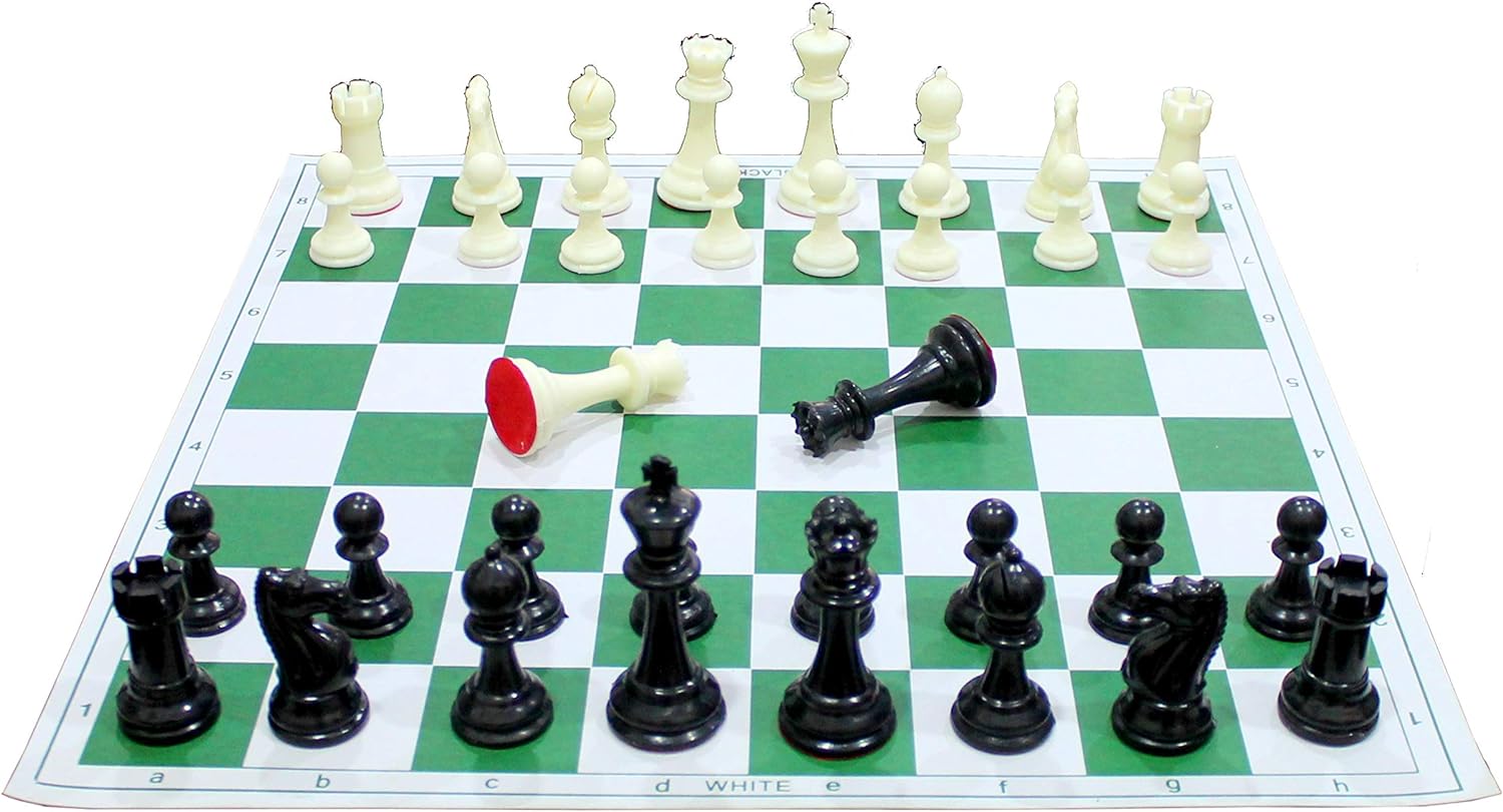 StonKraft 18.2'' x 18.2'' Tournament Roll Up Vinyl Chess with Pieces - Ideal for Professional Players