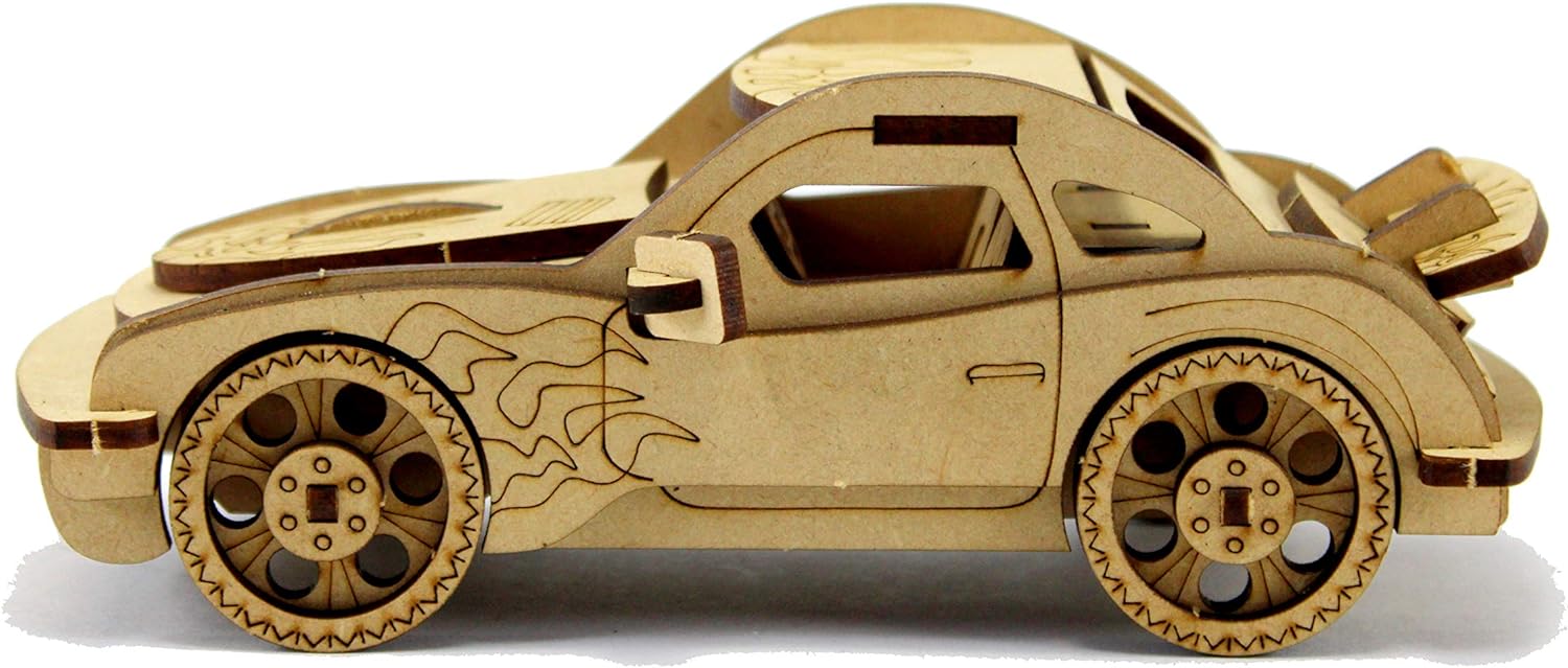 StonKraft 3D Wooden Puzzle Car - Wooden, DIY Kit, Build Your own, Construction Toy, Modeling Kit | MDF Toys Car
