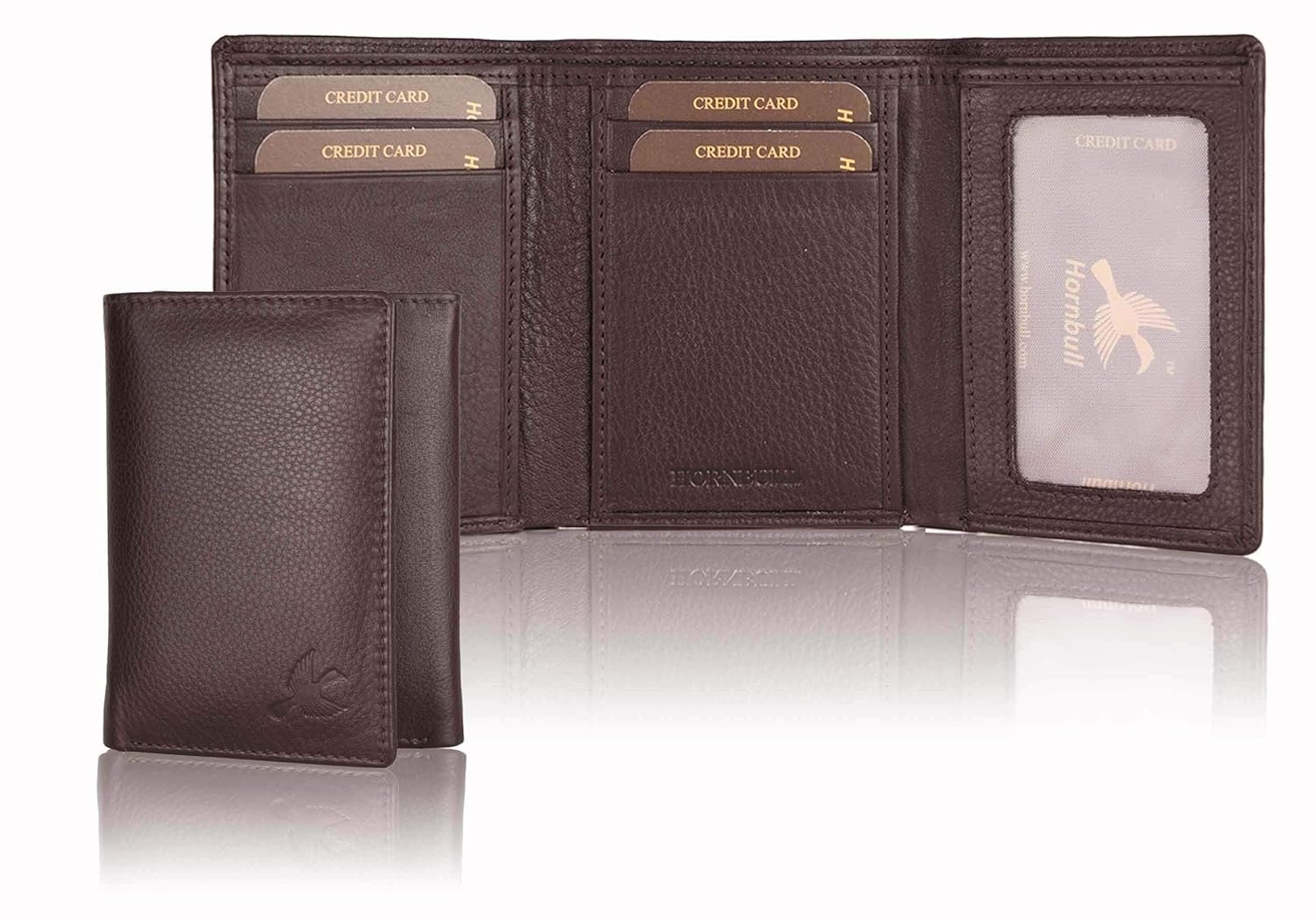 HORNBULL Men's Brown Tri Fold Genuine Leather Wallet for Men | Branded Mens Wallet with RFID Blocking | Classic Design Gift Wallet for Mens and Boys