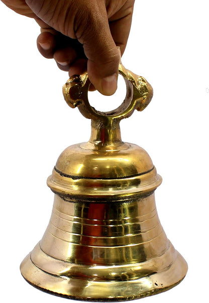 eSplanade Brass Hanging Temple Bell Ghanta Church Bell | Home Decor - Pooja Items | Golden - 7" Inches