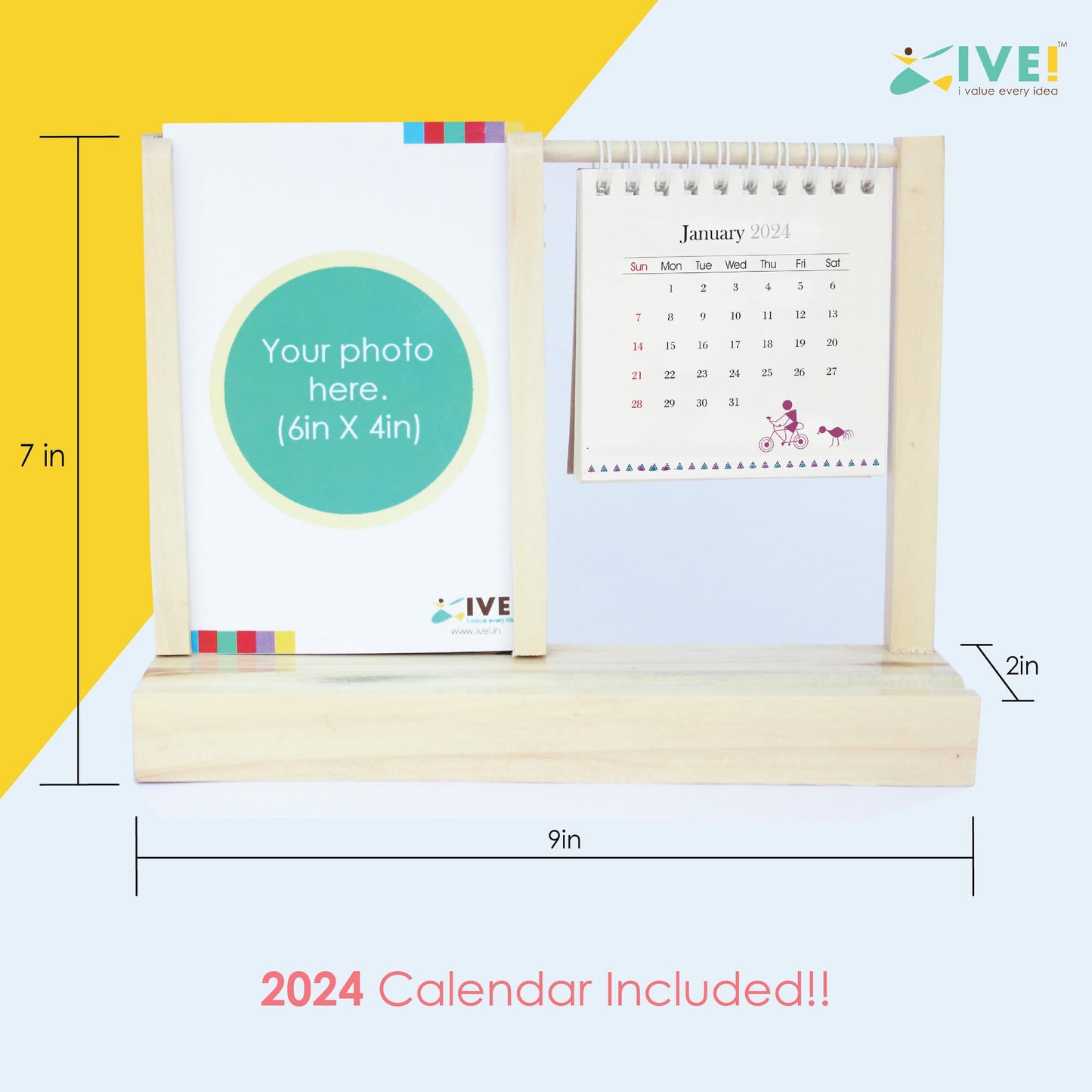 IVEI warli Desk Calendar with a Photo Frame