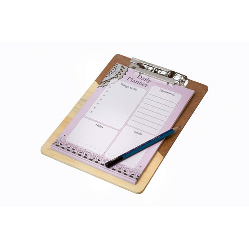 IVEI Wooden A5 Clip Board with Classique Daily Planner Writing Notebook - Orange and Purple