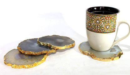 eSplanade Natural Agate Coasters Bar Beer Coffee Tea Coaster - Set of 4 Coasters - Perfect Table Accessories Tableware (Multicolour)