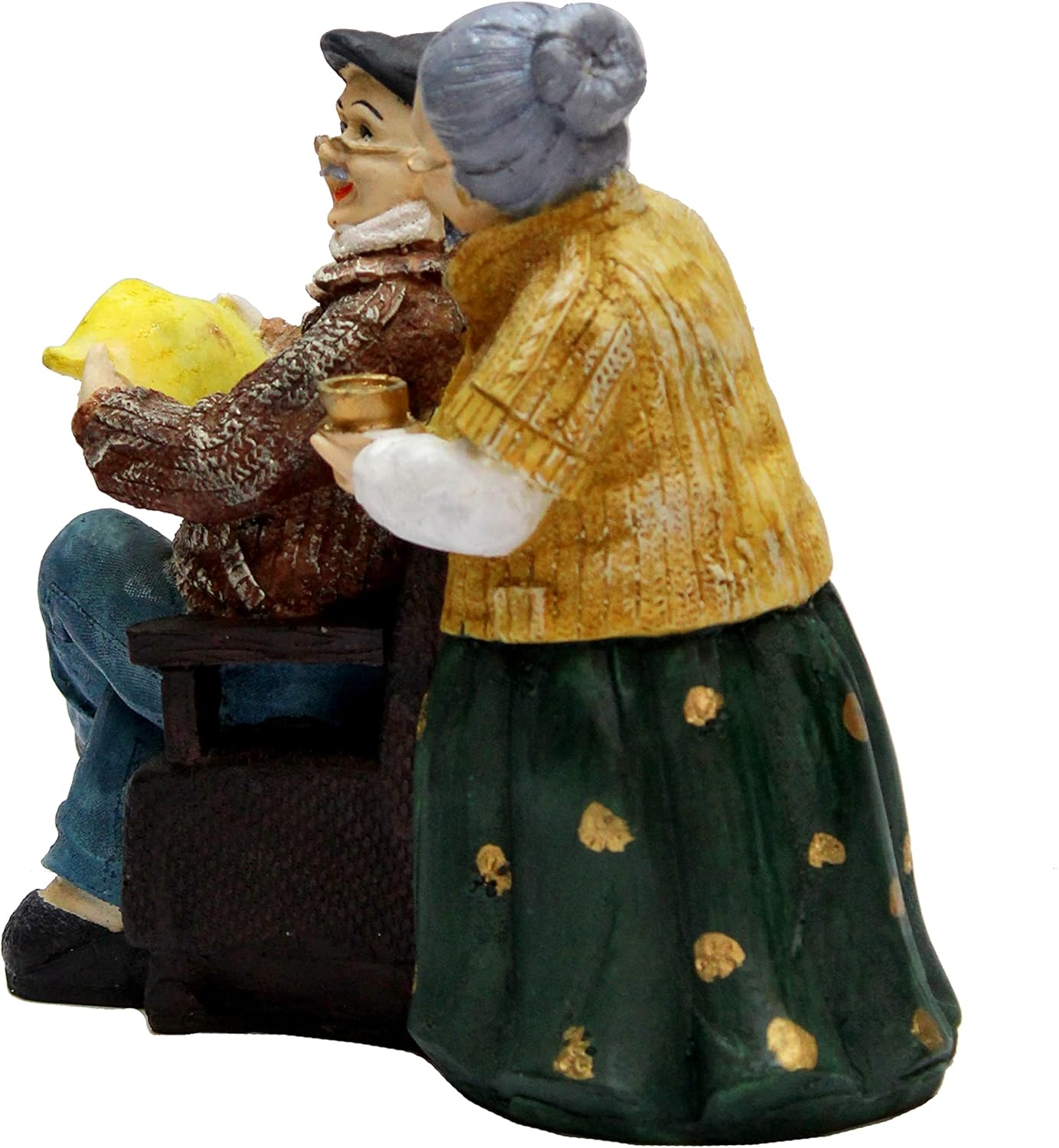 eSplanade Resin Dada Dadi Showpiece Brings Goodluck, Fengshui, Vastu for Home Decor - 6.75" Inches - Multi