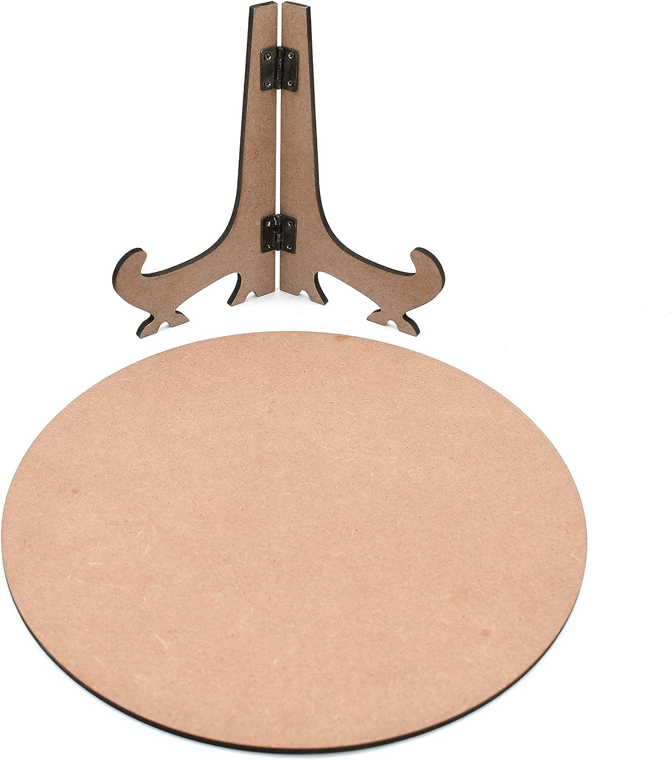 IVEI Round Plate with Foldable Stand - Set of 2 & SET of 5- MDF Plain Round Art Board with Stand for Painting Wooden Sheet Craft - for Decoupage MDF Plains, Resin Artwork & Decoration (Round)