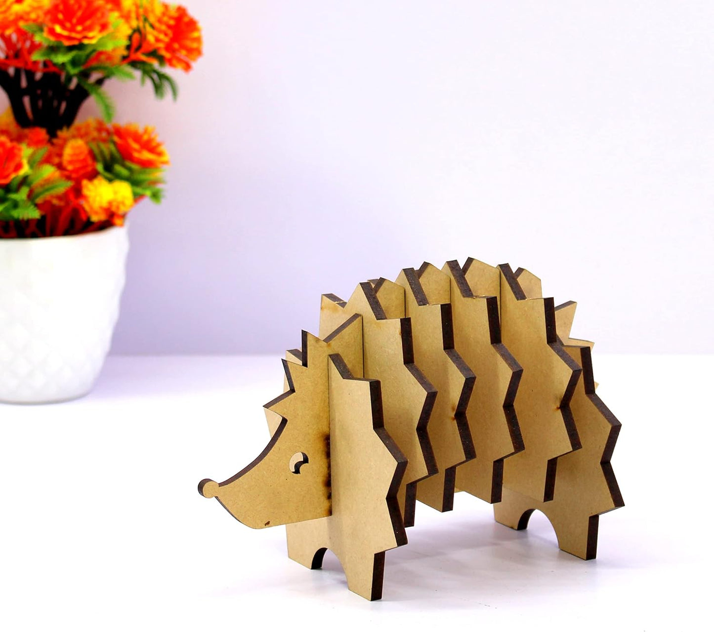 eSplanade DIY Craft MDF Decoupage Coasters - Set of 6 /Table Coasters/for Craft/Activity/Simple Animal Shape Decoupage/Painting/Resin Work/Hedgehog & Sheep shape