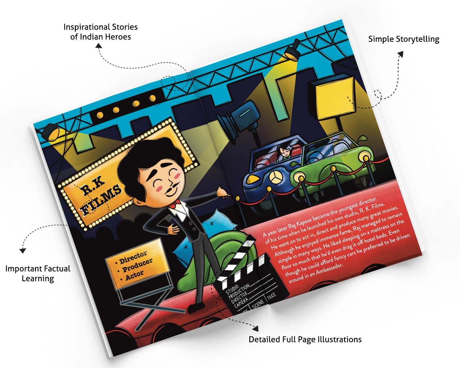 Raj Kapoor – Illustrative Biography of Bollywood Showman – Indian Cinema Director, Producer and Actor | Interesting Activity Book with 5 Interactive Activity Sheets for All by Yug Books