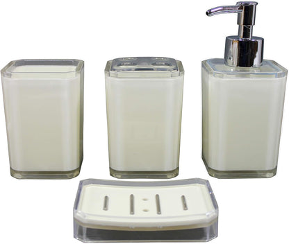 KLEO Bathroom Accessory Set Bath Accessories Set of 4 - Soap Dispenser, Toothbrush Holder, Utility and Soap Dish | Bath Set | Bathroom Accessories (Ivory)