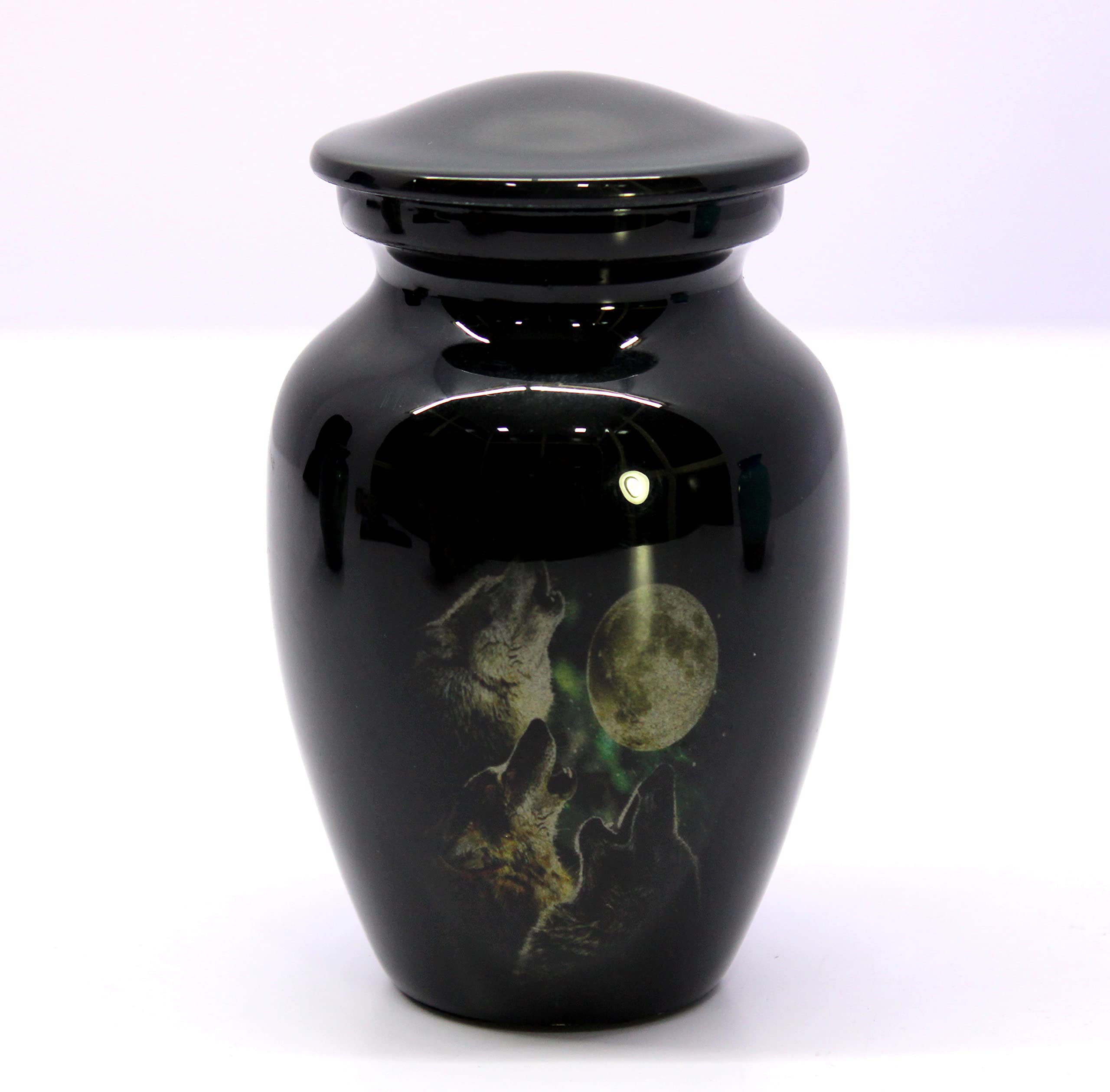 eSplanade Metal Mini Cremation Urn Keepsake Memorial Jar Pot Container - Set of 3 | Small Urns for Funeral Ashes Burial | Multi Printed Metal Keepsakes | Multicolor - 3" Inches
