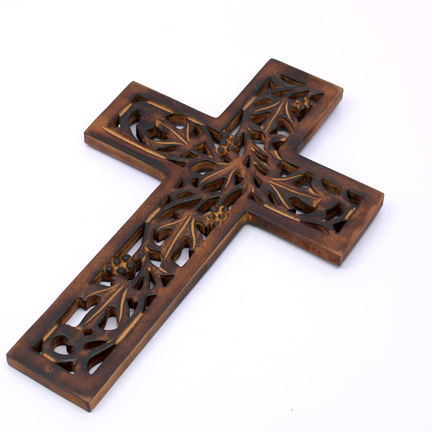 eSplanade Jesus Christ Cross Catholic Wooden Crucifix for Wall, Church Chapel | Home Decor | Wood - 12.25" Inches - Brown