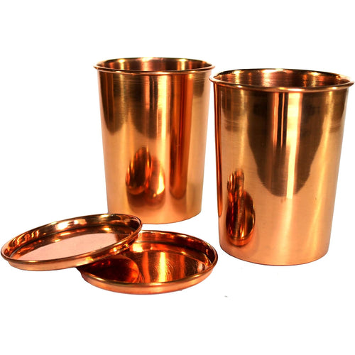 Esplanade Copper Glasses | Moscow Mule Shot | Seamless Copper Glass | Leak Proof, Travel Friendly with Ayurvedic Health Benefits (Glasses Set of 2)