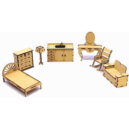 StonKraft Wooden DIY Miniature Doll House Furniture - Home Decor, Construction Toy, Modeling Kit, School Project - Easy to Assemble - Pine Wood MDF - Beige