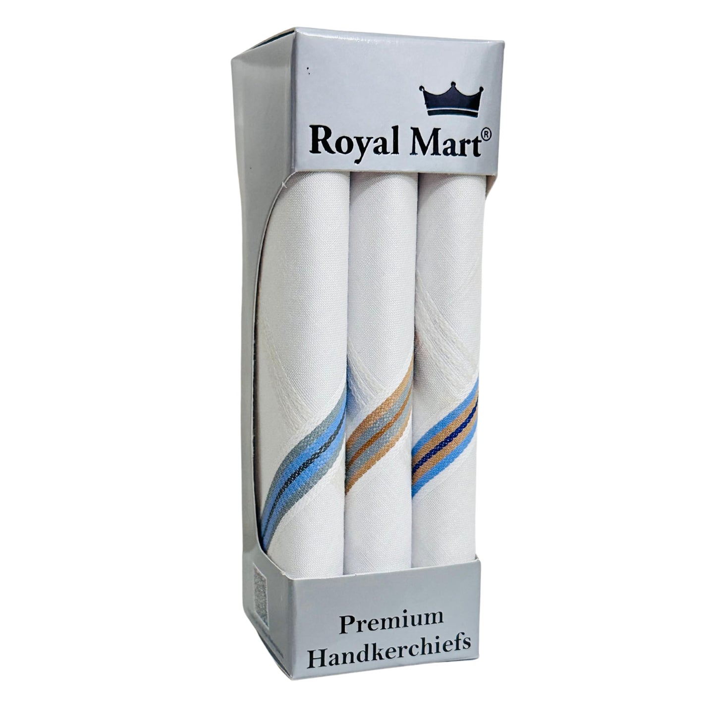 Royal Mart Men's Handkerchiefs - 100% Soft Cotton Hemstitch 17 x 17 Inches