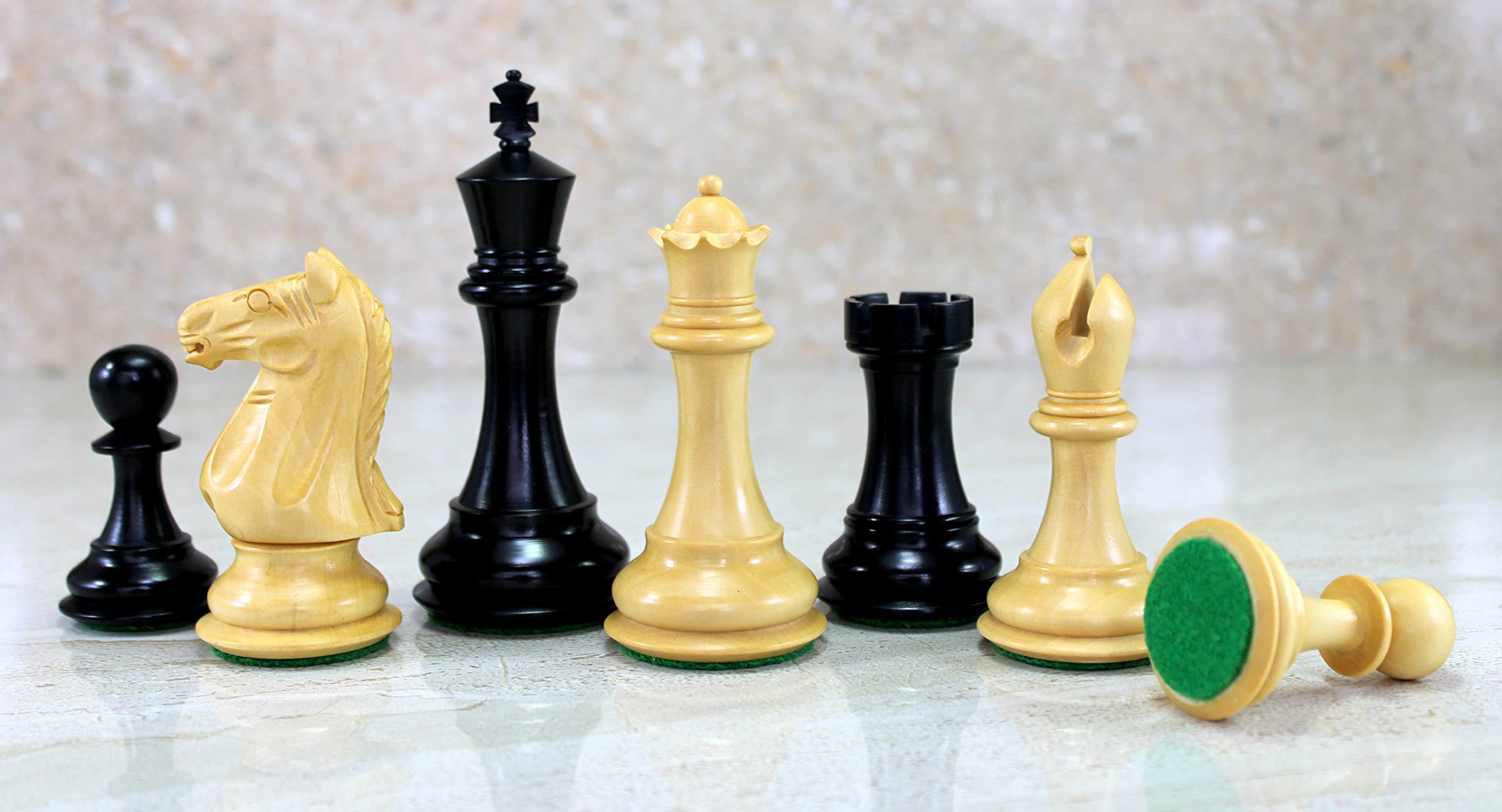 StonKraft Staunton Style Wooden Chess Pieces Chessmen Chess Coins (4" King with Extra queens)