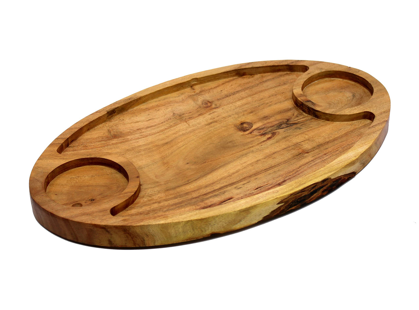 eSplanade Wooden Serving Tray Platter Tableware Serveware | Brown - 15" Inches